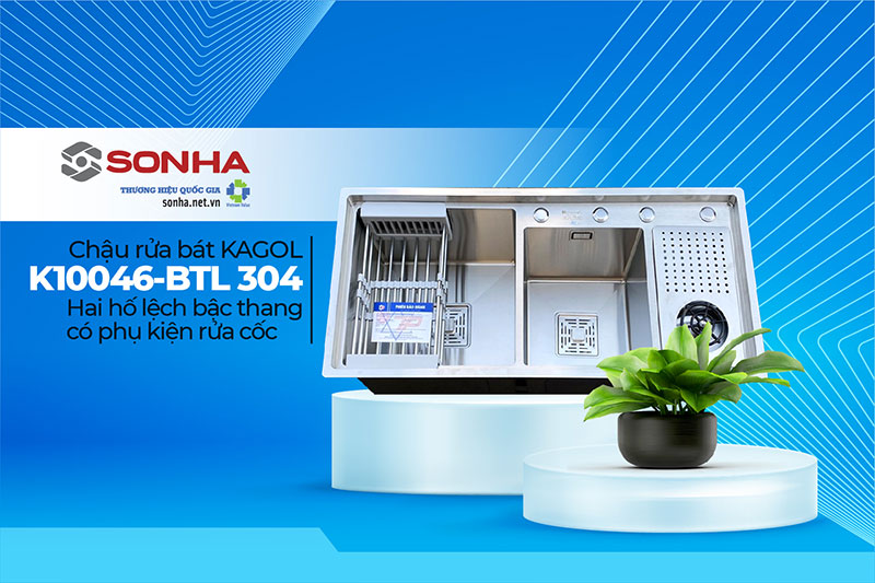 Chậu rửa bát Kagol K10046-BTL 304