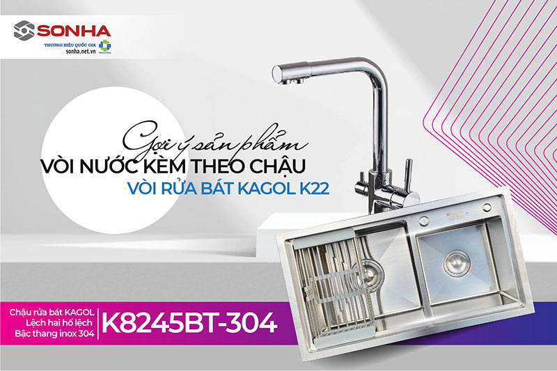 Chậu Kagol K8245BT-304 và vòi K22