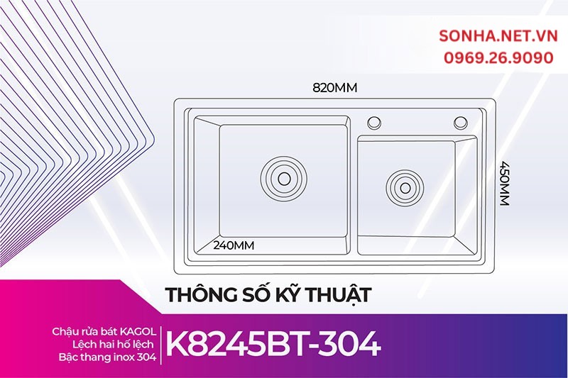 Chậu Kagol K8245BT-304 phù hợp với gia đình đông người