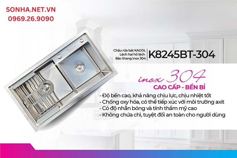 4 ưu điểm chậu Kagol K8245BT-304 được làm từ inox 304
