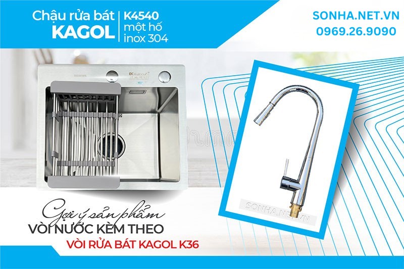 Bộ đôi tuyệt hảo chậu Kagol K4540 và vòi K36 trong căn bếp