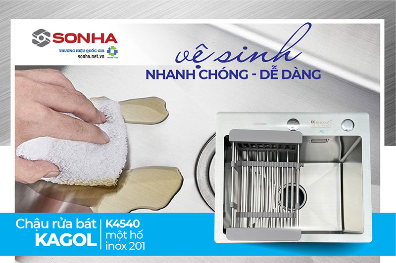 Chậu Kagol K4540 inox 201 dễ dàng vệ sinh