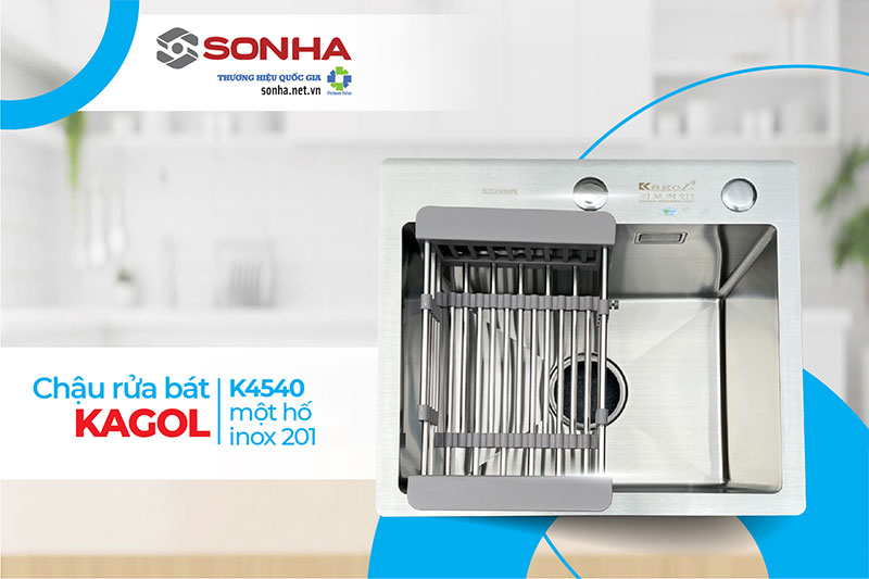 Chậu rửa bát 1 hố Kagol K4540 inox 201