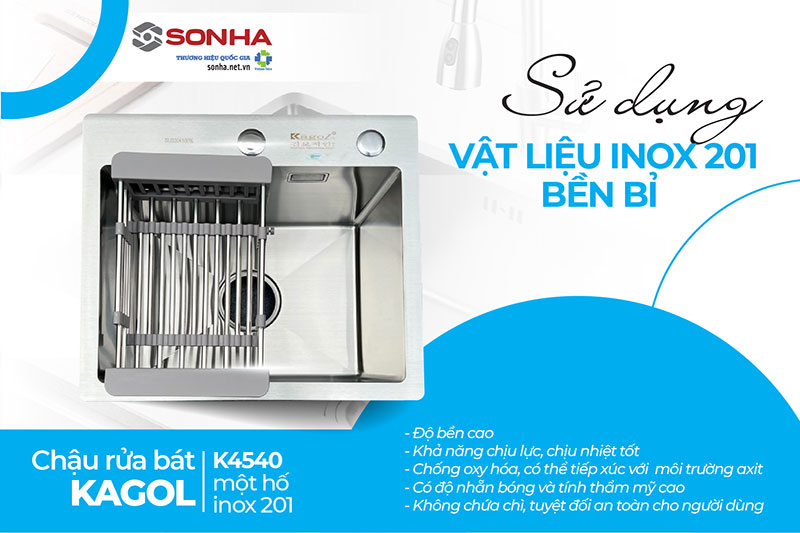 Chậu Kagol K4540 làm bằng inox 201 