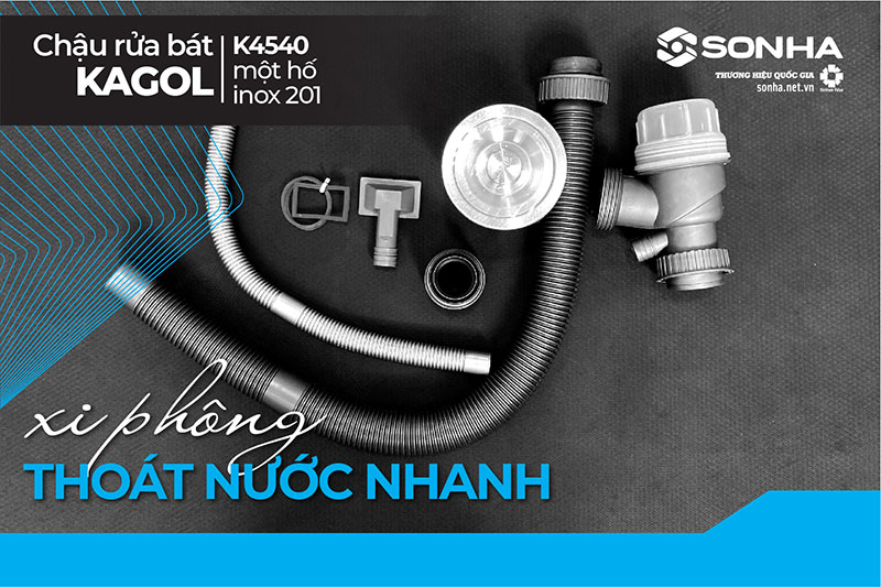 Xi phông chậu Kagol K4540 inox 201