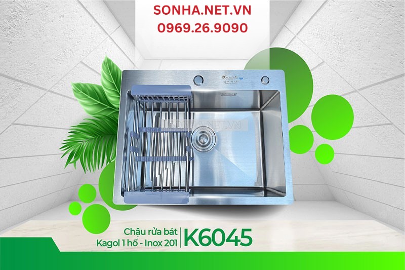 Chậu 1 hố Kagol K6045 inox 201 hiện đại, tiện &iacute;ch