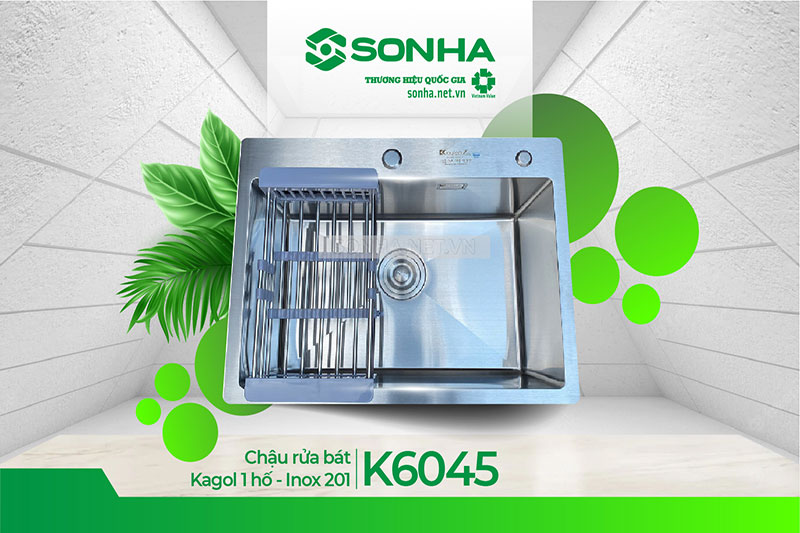 Chậu rửa bát 1 hố Kagol K6045 inox 201