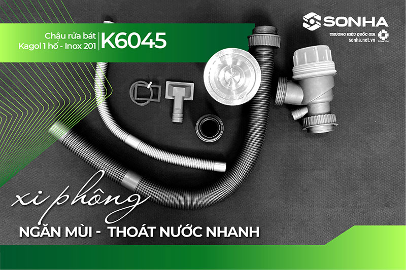 Xi phông chậu Kagol K6045 inox 201