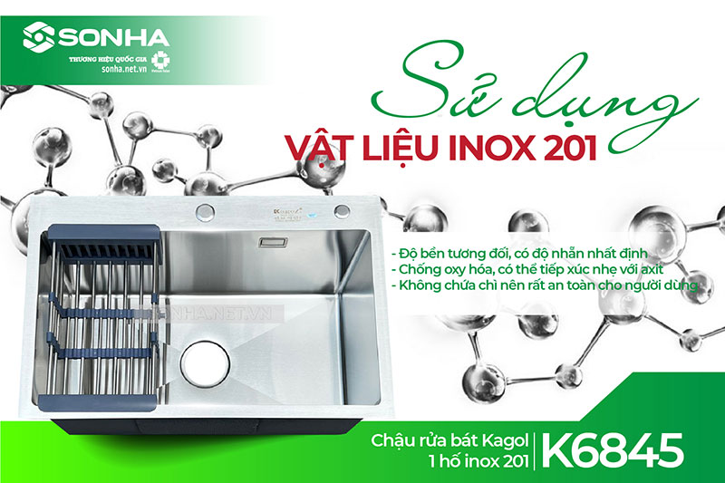 Chậu Kagol K6845 làm từ inox 201