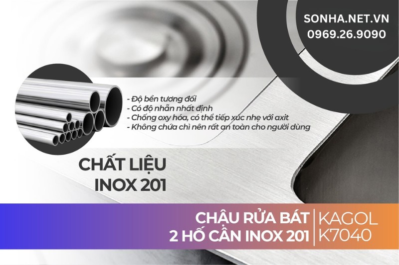 Chất liệu inox 201 cao cấp, chống oxy hóa