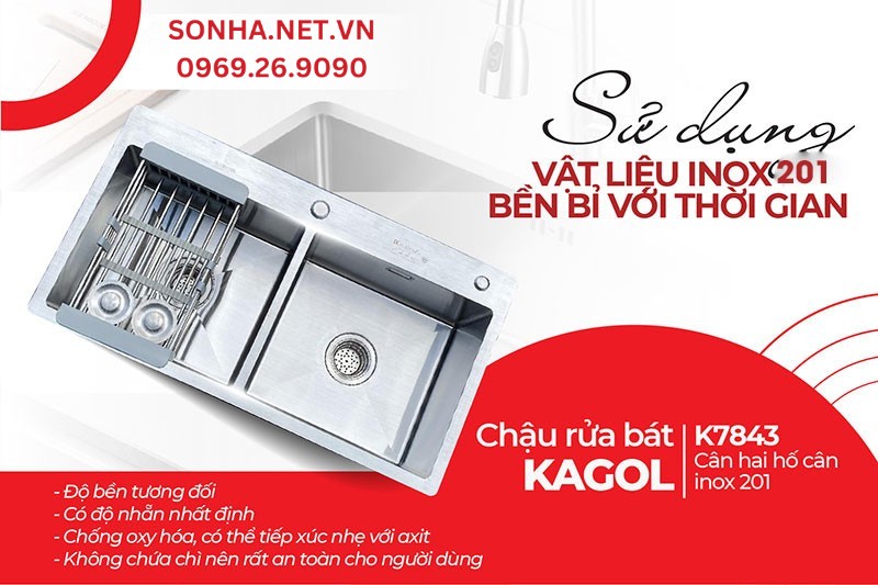 4 ưu điểm của chậu Kagol K7843 Cân từ inox 201