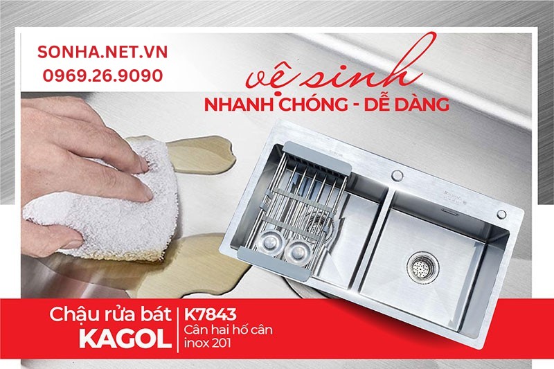 Chậu Kagol K7843 Cân vệ sinh dễ dàng, tiết kiệm thời gian