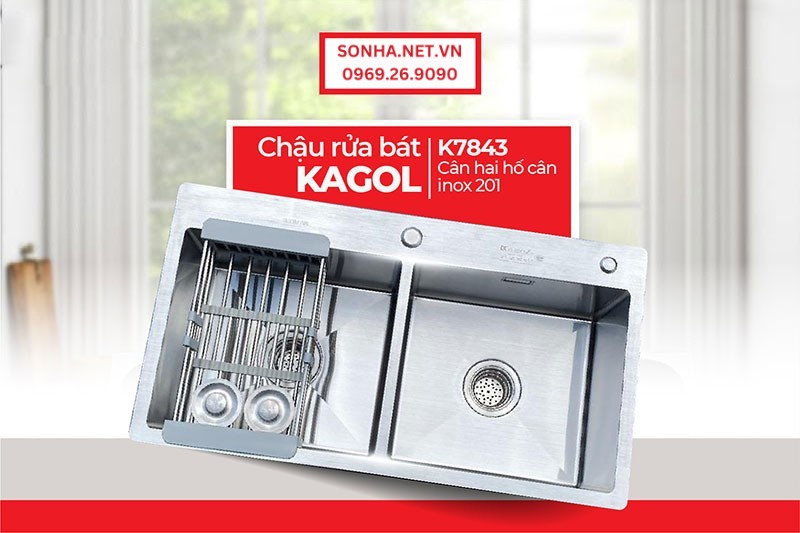 Chậu rửa bát Kagol K7843 cân hiện đại, tiện ích sử dụng