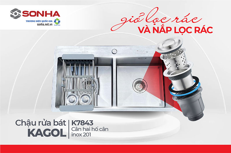 Giỏ và nắp lọc rác Kagol K7843 Cân