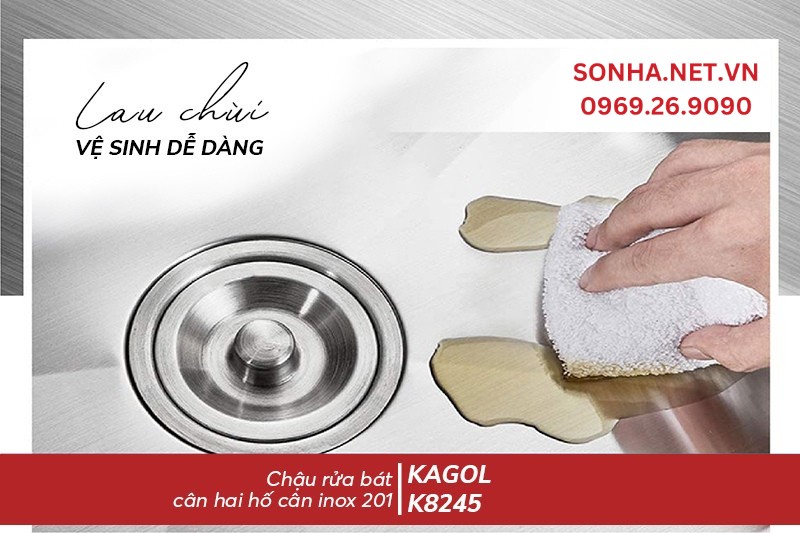 Chậu Kagol K8245 c&acirc;n inox 201 vệ sinh nhanh ch&oacute;ng, tiết kiệm thời gian