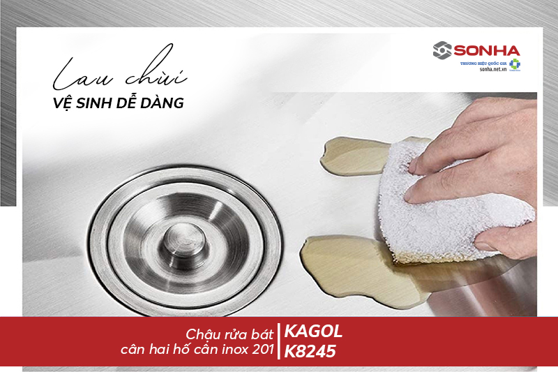 Chậu Kagol K8245 cân inox 201 vệ sinh dễ dàng