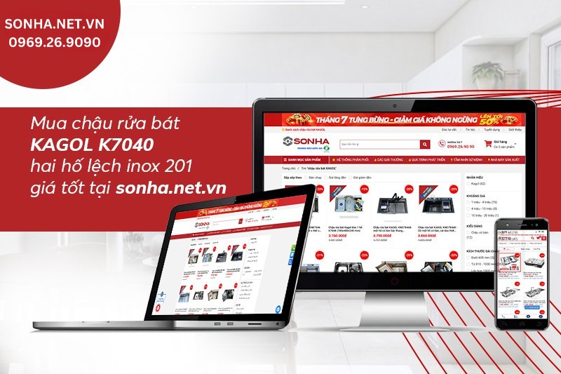 Sonha.net.vn địa chỉ mua chậu Kagol K7040 lệch inox 201 uy tín trên thị trường