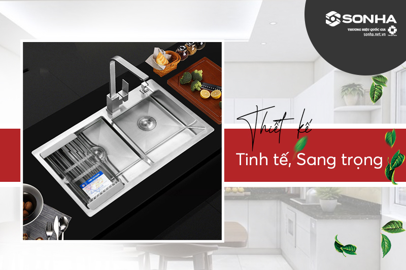 Chậu Kagol K7040 hai hố lệch inox 201 thiết kế sang trọng