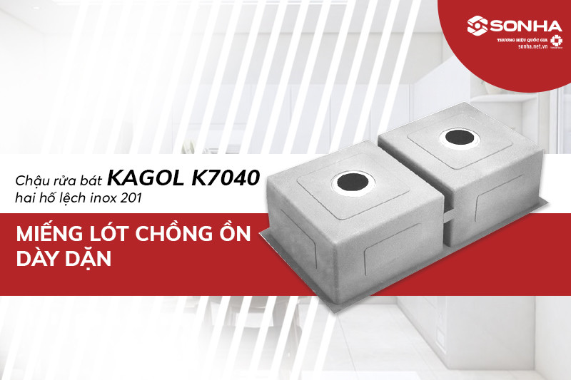 Chậu Kagol K7040 lệch inox 201 có lớp chống ồn