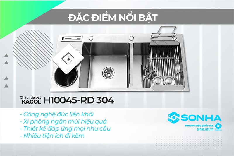 Ưu điểm bồn rửa chén Kagol H10045-RD 304