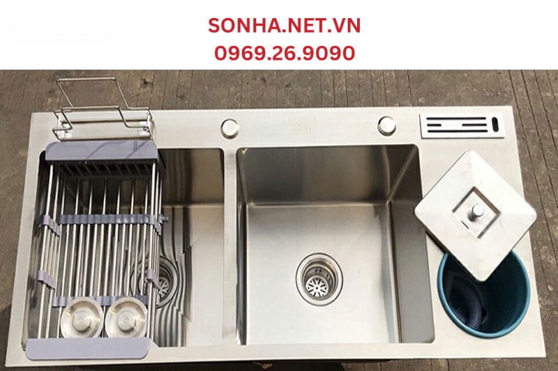 Hình ảnh thực tế bồn rửa chén inox Kagol K10045-RD 304