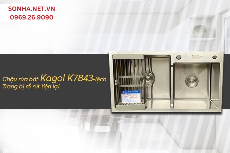 Mua chậu K7843-lệch inox 201 tặng kèm rổ rút tiện lợi