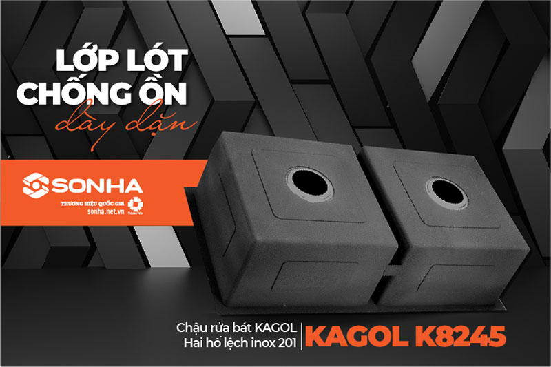 Thiết kế lớp chống ồn chậu Kagol K8245 lệch inox 201