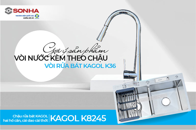 Chậu Kagol K8245 Cân CD và vòi K36