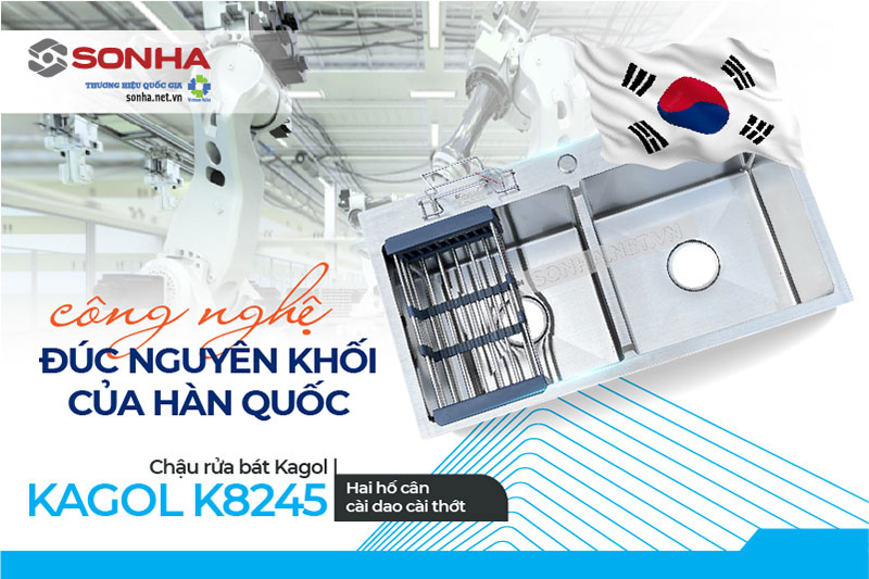 Công nghệ đúc nguyên khối chậu Kagol K8245 Cân CD