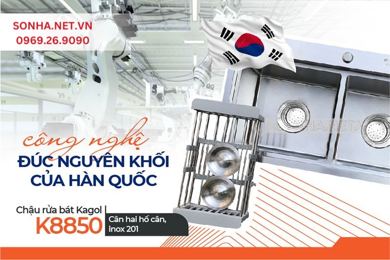 Chậu Kagol K8850 thẩm mỹ cao nhờ công nghệ đúc nguyên khối