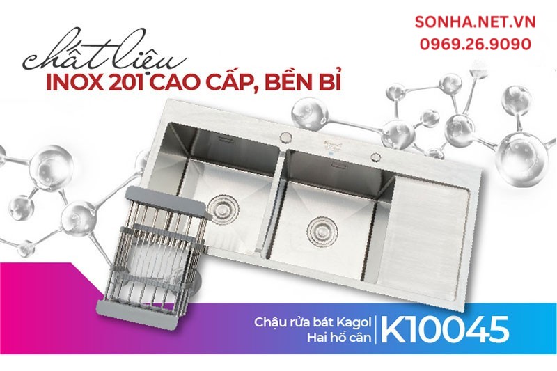 Kagol K10045 làm bằng inox 201 nên bền, dễ vệ sinh