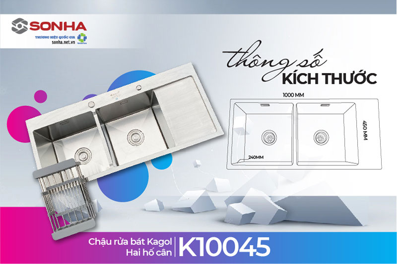 Thông số kích thước chậu rửa Kagol K10045