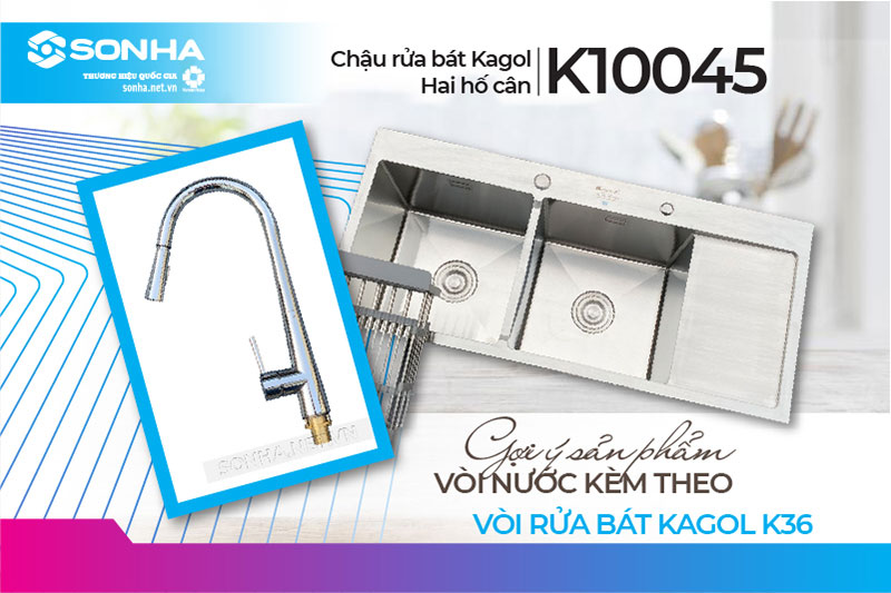 Vòi rửa bát Kagol K36 lắp cùng chậu K10045