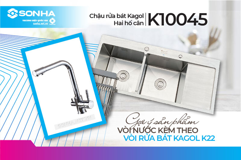 Chậu Kagol K10045 lắp cùng vòi Kagol K22