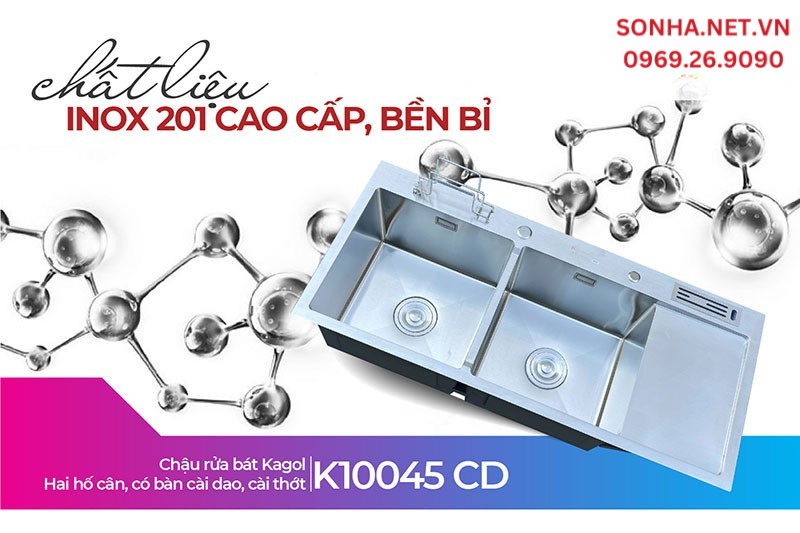 Chậu Kagol K10045-CD làm từ inox 201