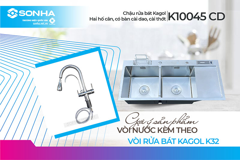 Chậu Kagol K10045-CD và vòi K32