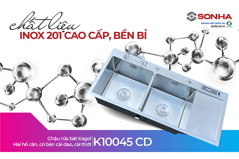 Chậu Kagol K10045-CD làm từ inox 201