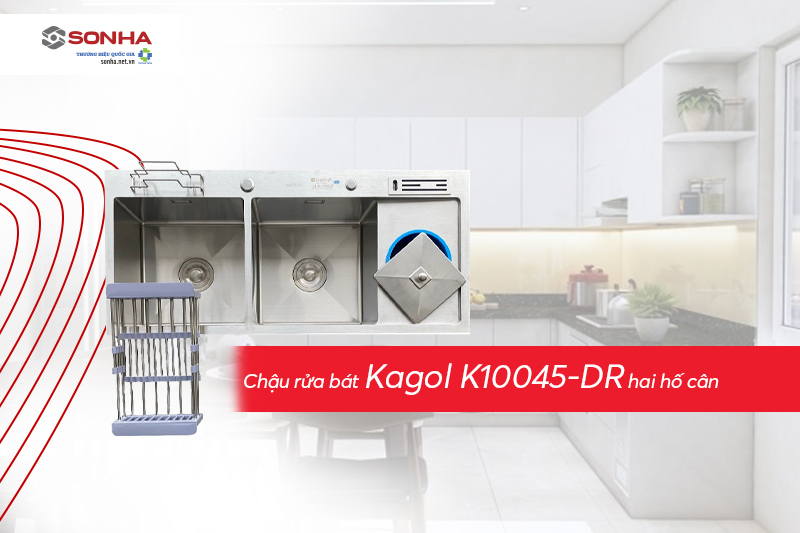 Chậu rửa bát Kagol K10045-DR hai hố cân inox 201