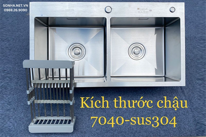 Hình ảnh thực tế chậu rửa bát Kagol K7040-304 cân