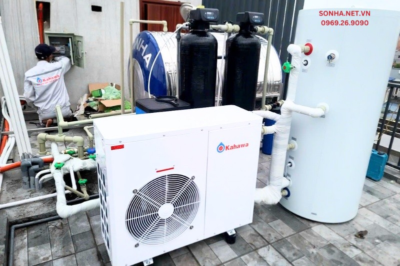 Các hình ảnh lắp đặt hệ thống nước nóng trung tâm Heat Pump
