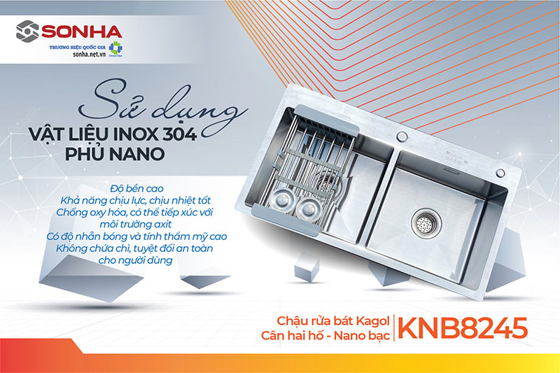 Chậu Kagol KNB8245 làm từ inox 304