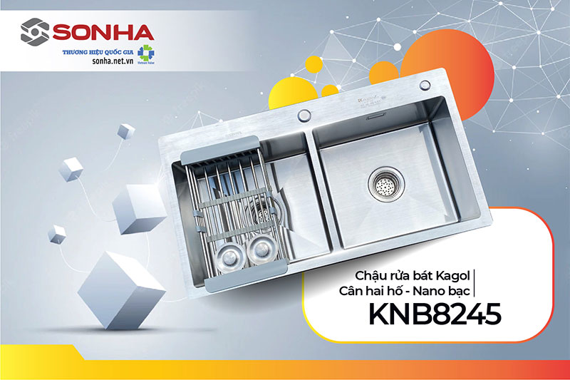 Chậu rửa bát 2 hố cân Kagol KNB8245