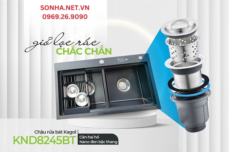 Giỏ đựng rác Kagol KND8245BT làm từ inox 304 chống hoen gỉ cực tốt
