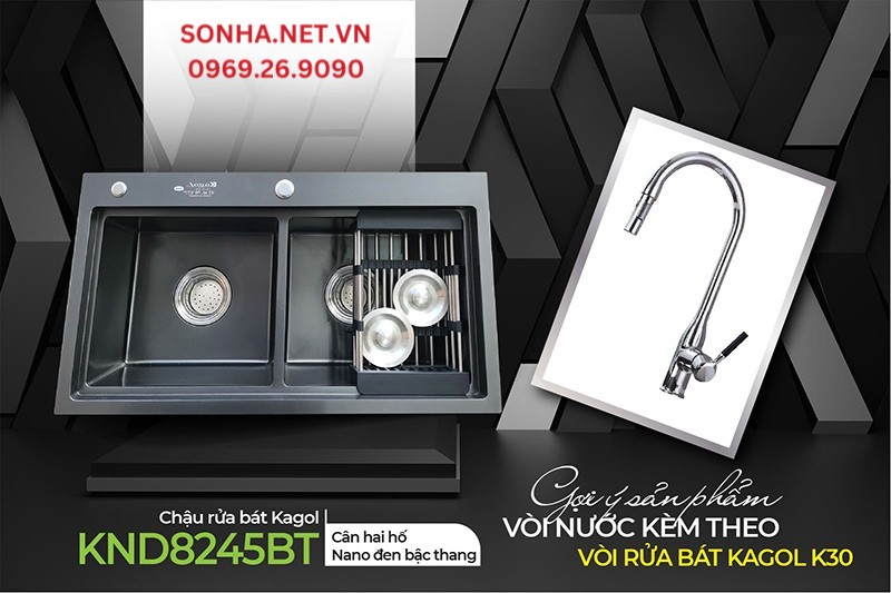 Chậu vòi Kagol KND8245BT và K30 tăng tiện ích trong căn bếp Việt