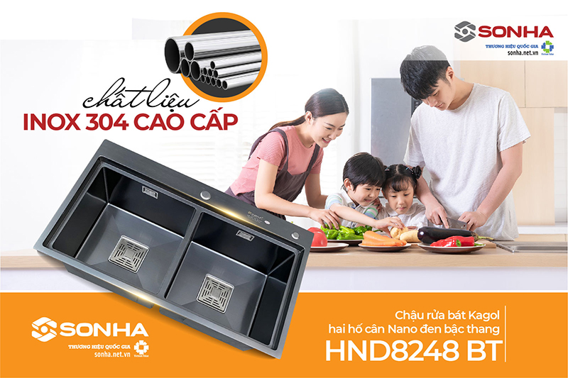 Chậu Kagol HND8248-BT làm từ inox 304 cao cấp