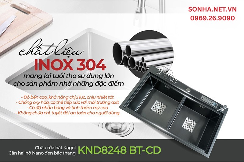 Kagol KND8248 BT-CD làm từ inox 304, phủ nano nên độ bền rất cao