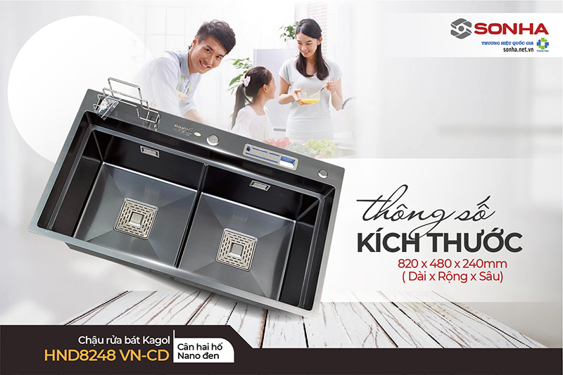 Kích thước chậu Kagol HND8248 VN-CD