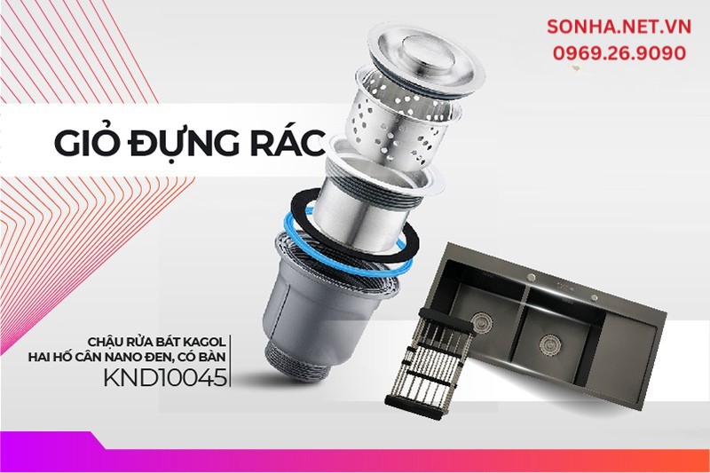 Giỏ đựng rác KND10045 có độ bền cao, chống hoen gỉ cực tốt