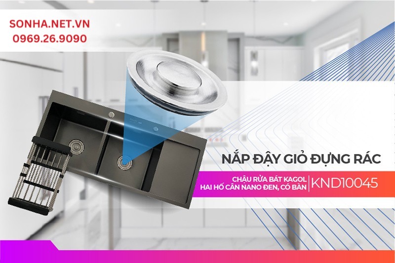 Nắp đậy giỏ đựng rác KND10045 được thiết kế kín, hạn chế rò rỉ nước hiệu quả