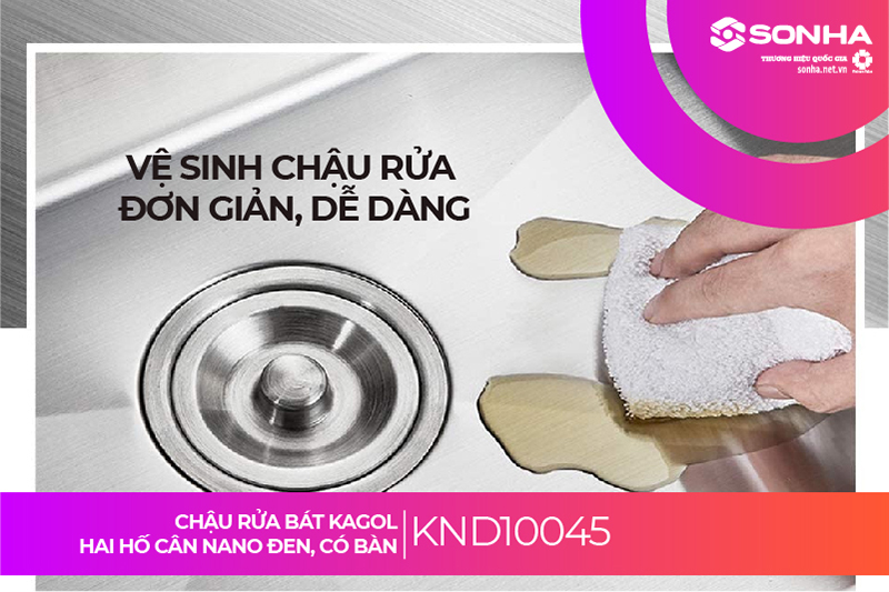 Chậu Kagol KND10045 hai hố cân dễ dàng vệ sinh